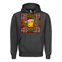 Charcoal Heather Christmas smiley face Zipper Hoodie - BarkalooDesign
