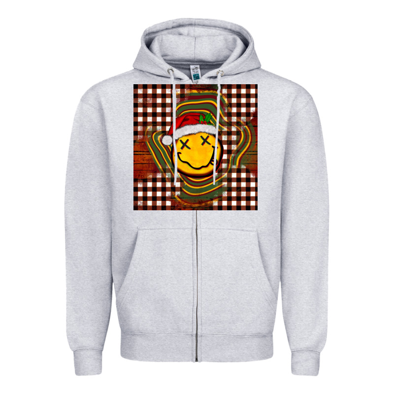 Christmas Smiley Face Zipper Hoodie by BarkalooDesign | Teevron