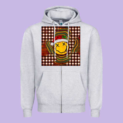 Christmas Smiley Face Zipper Hoodie Designed By Barkaloodesign