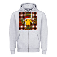 Heather Grey Christmas smiley face Zipper Hoodie - BarkalooDesign