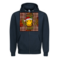 Navy Christmas smiley face Zipper Hoodie - BarkalooDesign