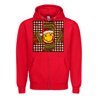 Red Christmas smiley face Zipper Hoodie - BarkalooDesign