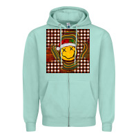 Seafoam Christmas smiley face Zipper Hoodie - BarkalooDesign