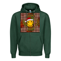 Sports Green Christmas smiley face Zipper Hoodie - BarkalooDesign