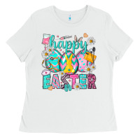 White Happy Easter Egg Nurse Ladies Tee - HowdyJamesFarm