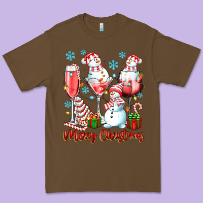 Merry Christmas Wine Glasses Premium Tee Designed By Texasbilliewilder