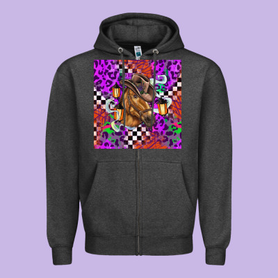 Halloween Horse Zipper Hoodie Designed By Barkaloodesign