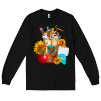Black teacher cold drink frappe with sunflowers Long Sleeve Tee - FaDigitalArtStudio