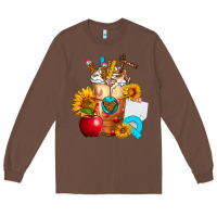 Chestnut teacher cold drink frappe with sunflowers Long Sleeve Tee - FaDigitalArtStudio
