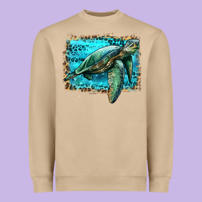 Sea Turtle With Background Heavyweight Sweatshirt Designed By Artiststas