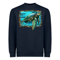 Navy sea turtle with background Heavyweight Sweatshirt - Artiststas