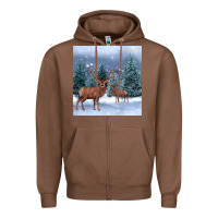 Chestnut winter deer Zipper Hoodie - BarkalooDesign