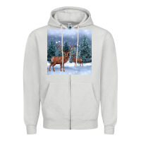 Dove Grey winter deer Zipper Hoodie - BarkalooDesign