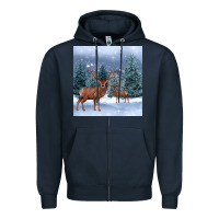 Navy winter deer Zipper Hoodie - BarkalooDesign