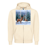 Sandshell winter deer Zipper Hoodie - BarkalooDesign