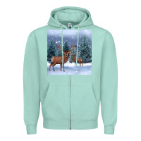 Seafoam winter deer Zipper Hoodie - BarkalooDesign