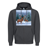 Smoke winter deer Zipper Hoodie - BarkalooDesign