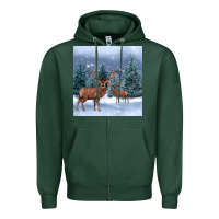 Sports Green winter deer Zipper Hoodie - BarkalooDesign