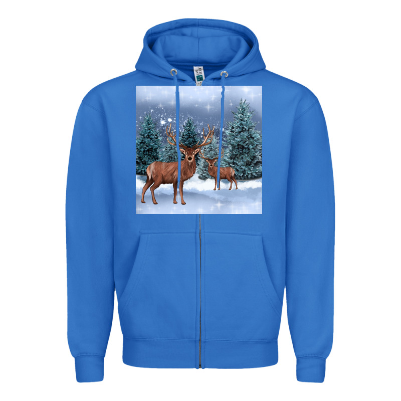 Winter Deer Zipper Hoodie by BarkalooDesign | Teevron