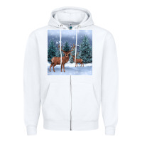 White winter deer Zipper Hoodie - BarkalooDesign