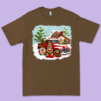 Christmas Gnomes With Red Truck Premium Tee Designed By Nancycooperartshop