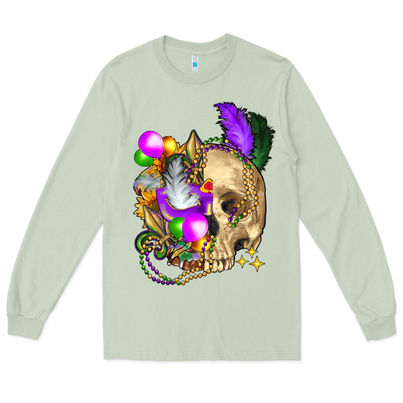 Mardi Gras Skull Long Sleeve Tee by FaDigitalArtStudio | Teevron