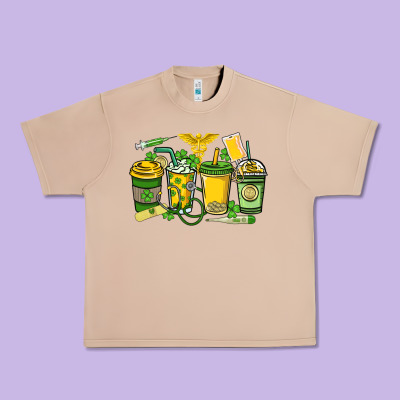St. Patrick's Day Nurse Coffee Cups Urban Heavy Tee Designed By Howdyjamesfarm