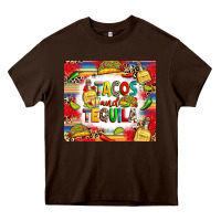 Chocolate Brown tacos and tequila Heavy Core Tee - RanaPortraitStore