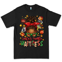 Black santa's favorite waitress messy bun Premium Tee - texasbilliewilder