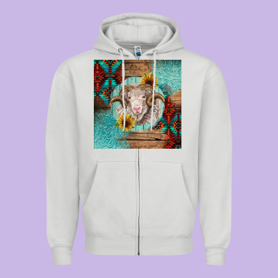 Western Merino Zipper Hoodie Designed By Barkaloodesign