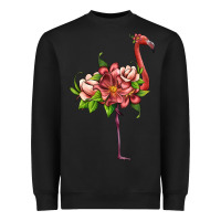 Flamingo With Tropical Flowers Heavyweight Sweatshirt | Teevron