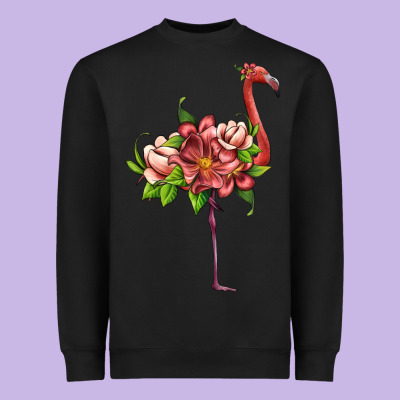 Flamingo With Tropical Flowers Heavyweight Sweatshirt Designed By Artiststas