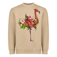 Mushroom flamingo with tropical flowers Heavyweight Sweatshirt - Artiststas