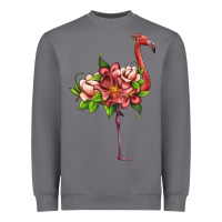 Storm flamingo with tropical flowers Heavyweight Sweatshirt - Artiststas