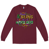 Burgundy Beads and bling it's' a Mardi Gras thing Long Sleeve Tee - FaDigitalArtStudio