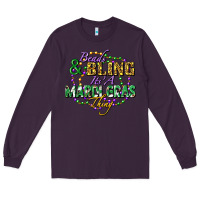 Plum Beads and bling it's' a Mardi Gras thing Long Sleeve Tee - FaDigitalArtStudio