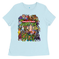 Baby Blue Vintage Movies  Family Painting Ladies Tee - maiPhamDesign