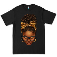Black afro messy bun leopard bow Premium Tee - texasbilliewilder