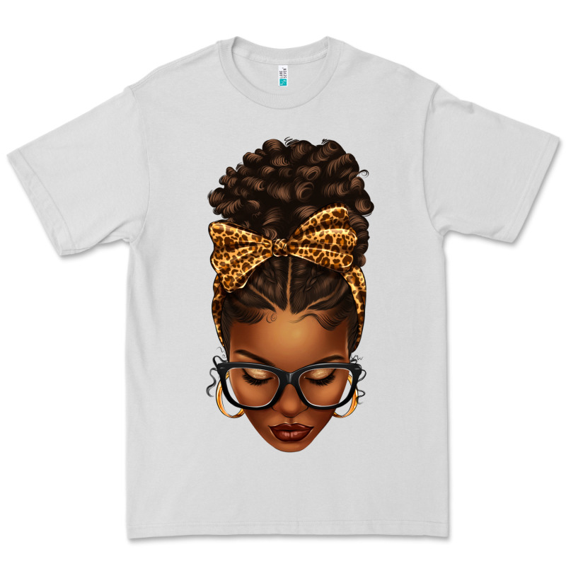Afro Messy Bun Leopard Bow Premium Tee by texasbilliewilder | Teevron