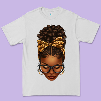 Afro Messy Bun Leopard Bow Premium Tee Designed By Texasbilliewilder