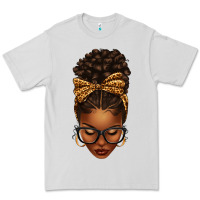 Dove Grey afro messy bun leopard bow Premium Tee - texasbilliewilder