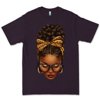 Plum afro messy bun leopard bow Premium Tee - texasbilliewilder