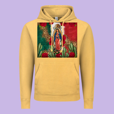 Our Lady Of Guadalupe Mexican Flag Roses Cactus Vintage Hoodie Designed By Fadigitalartstudio