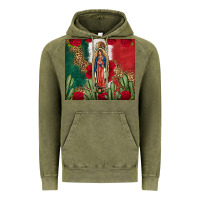 Vintage Olive Our Lady Of Guadalupe Mexican Flag Roses Cactus Vintage Hoodie - FaDigitalArtStudio