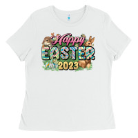 White Happy Easter 2023 Ladies Tee - HowdyJamesFarm