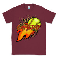 Burgundy Softball game day leopard fire and ball Classic Tee - HowdyJamesFarm