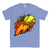 Colony Blue Softball game day leopard fire and ball Classic Tee - HowdyJamesFarm