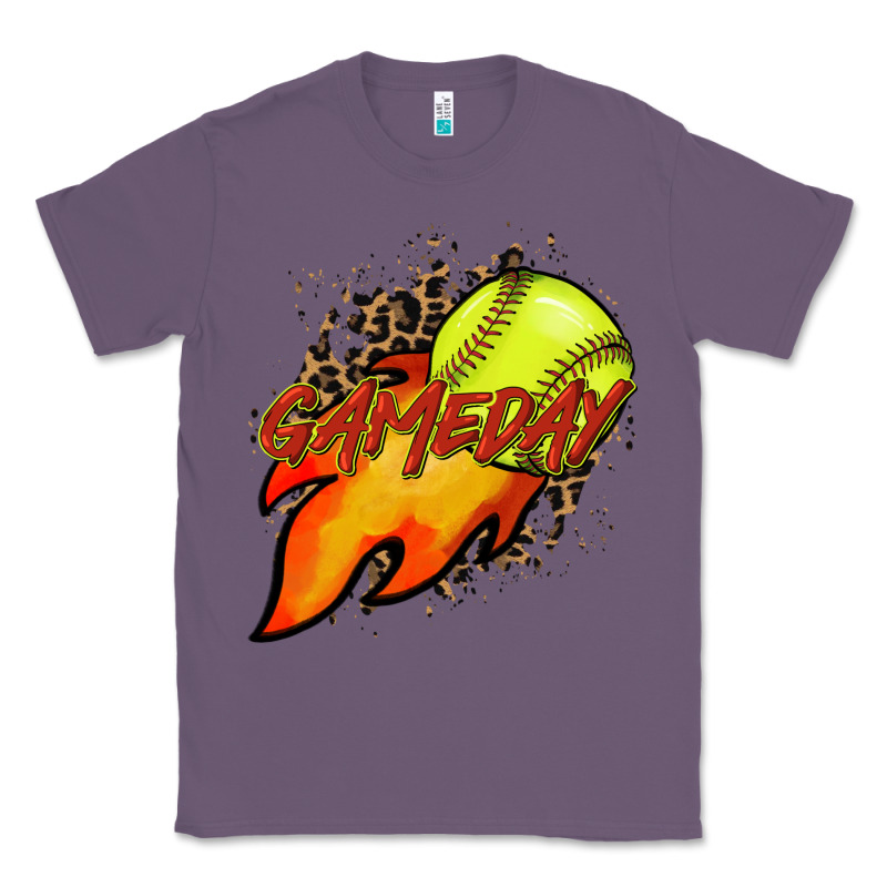 Softball Game Day Leopard Fire And Ball Classic Tee by HowdyJamesFarm | Teevron