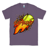 Lavender Softball game day leopard fire and ball Classic Tee - HowdyJamesFarm