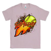Lilac Softball game day leopard fire and ball Classic Tee - HowdyJamesFarm
